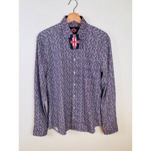 Soul of London‎ Performance Shirt Untucked 8-Way Stretch Lightweight  M Red Blue